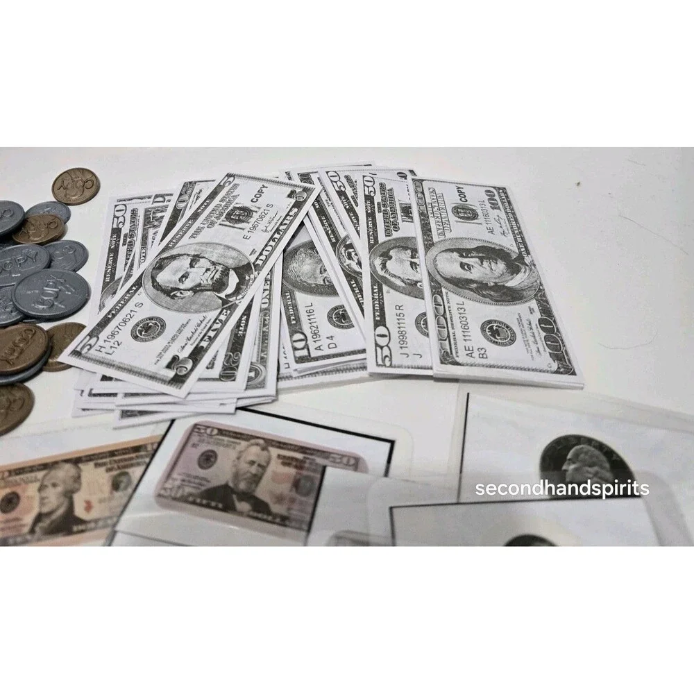 3 Sets Homemade Money Flashcards, Play Coins & Bills Learn Currency Teaching Lot